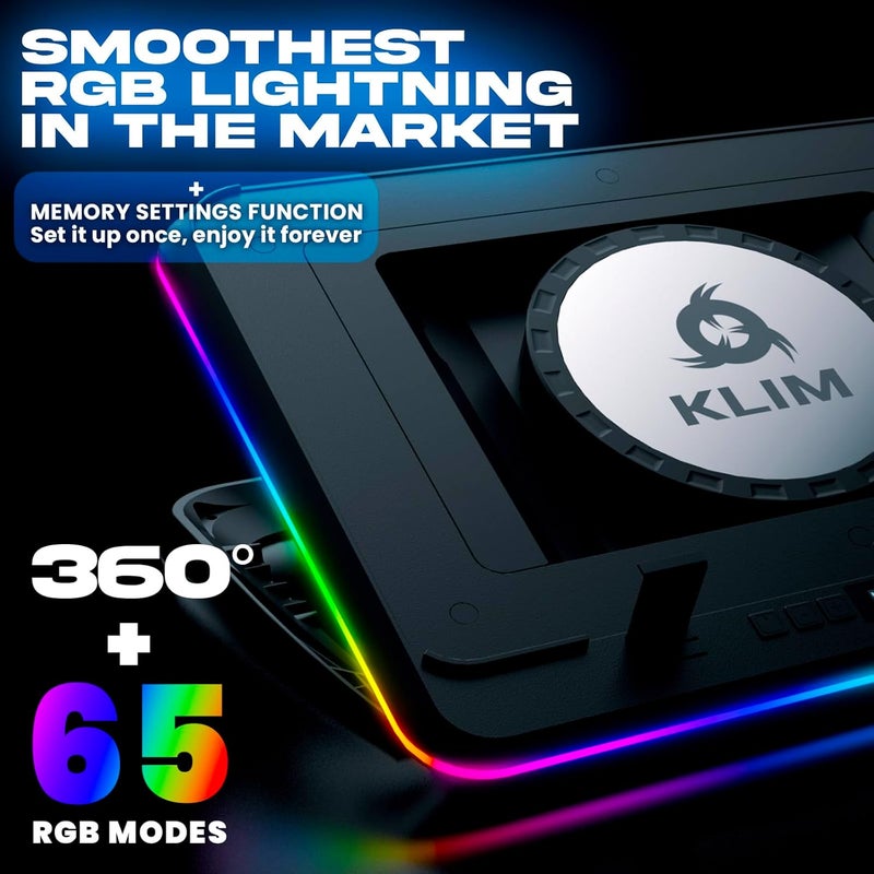 KLIM Turbofrost MAX - RGB Laptop Cooling Pad, Gaming Laptop Cooler with Powerful Turbofan XL, Fast Cooling Laptop, 15.6-17in, Smart Inlay System for Optimal Airflow, Adjustable Speed, LCD Screen - Image 4